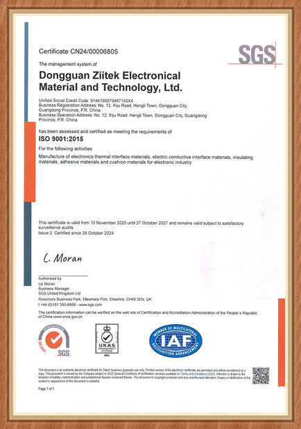 Chine Dongguan Ziitek Electronic Materials &amp; Technology Ltd. certifications